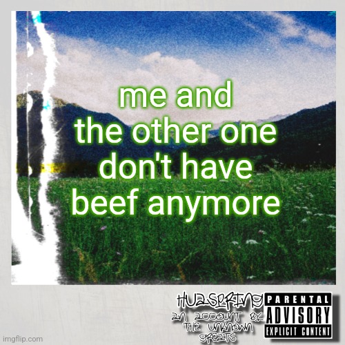 the ugly one | me and the other one don't have beef anymore | image tagged in huaspring temp | made w/ Imgflip meme maker