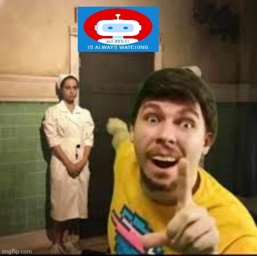 modbot is  wathcing owo | image tagged in mr beast psych ward | made w/ Imgflip meme maker