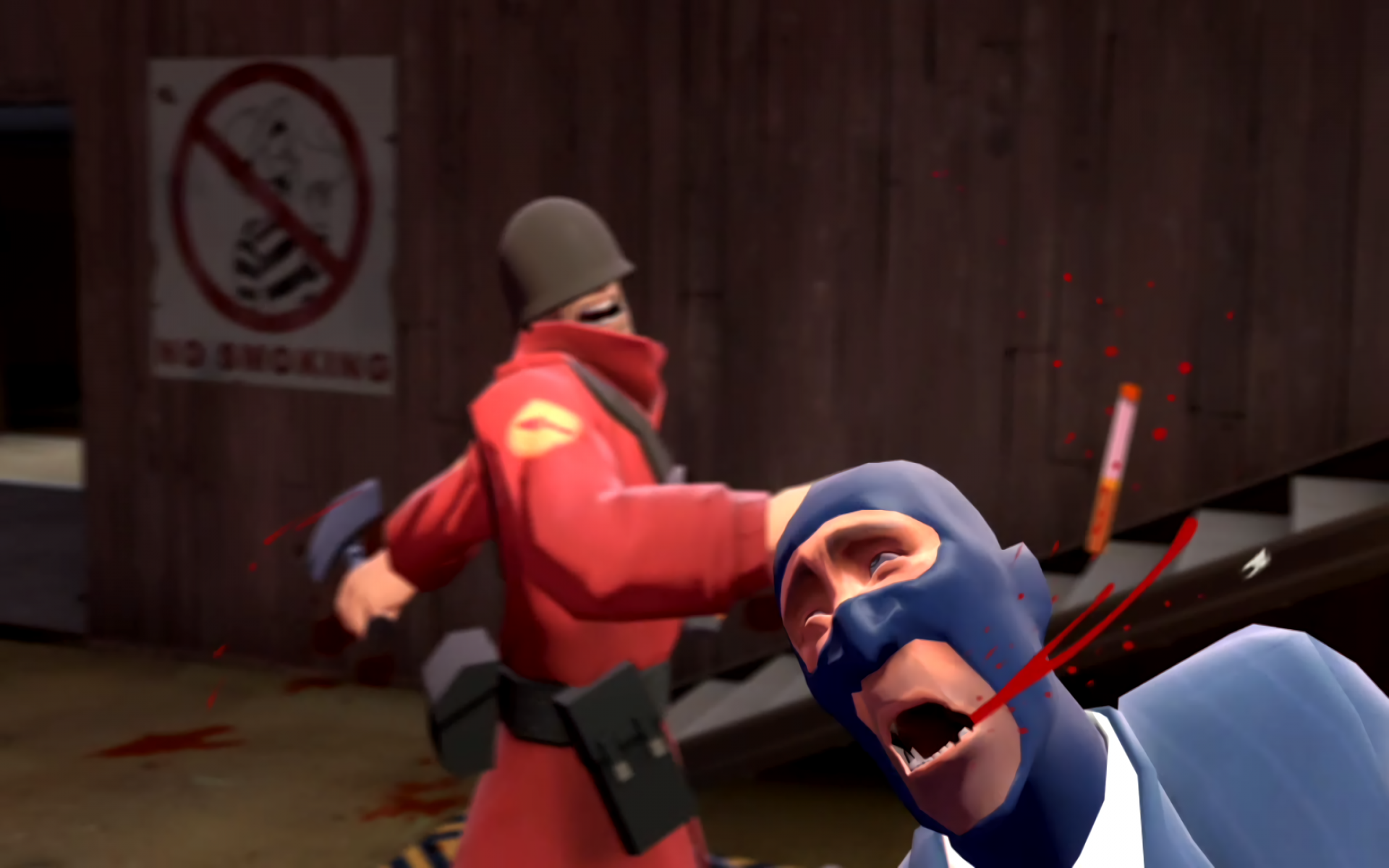 TF2 Soldier Hitting Spy With Shovel Blank Meme Template