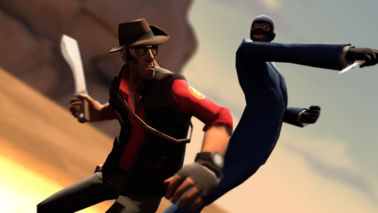 TF2 Red Sniper Versus Blue Spy Blank Meme Template