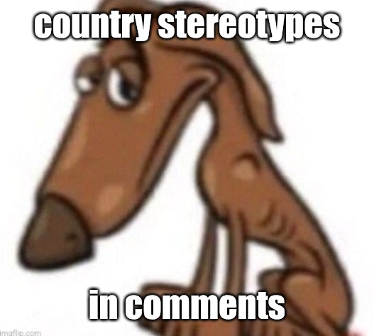 sad dog | country stereotypes; in comments | image tagged in sad dog | made w/ Imgflip meme maker