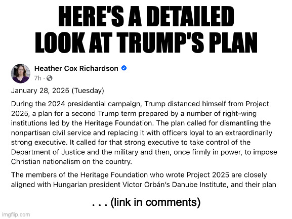 SCOTUS will have a clear choice between Constitution and dictatorship. | HERE'S A DETAILED LOOK AT TRUMP'S PLAN; . . . (link in comments) | image tagged in memes,trump,project 2025 | made w/ Imgflip meme maker