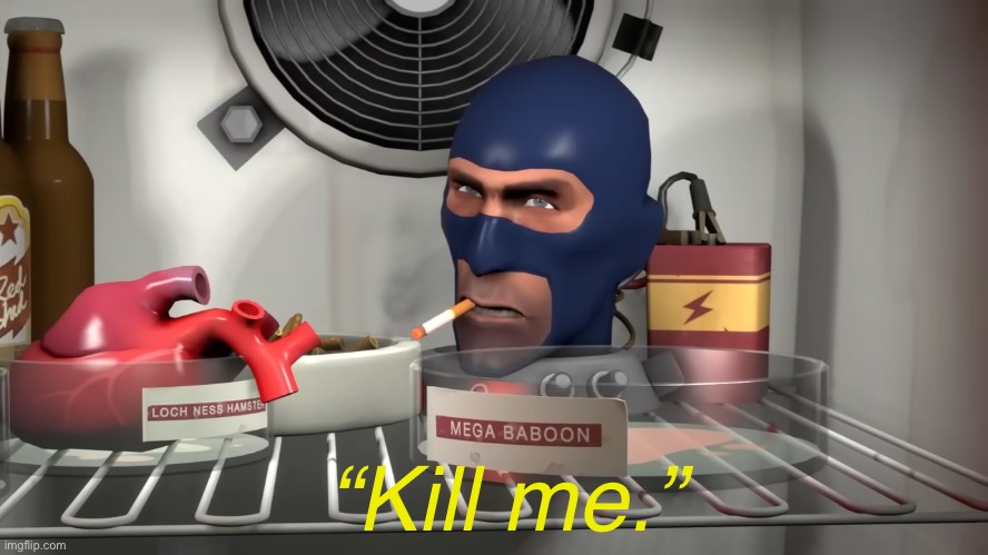 TF2 Spy Kill me | “Kill me.” | image tagged in tf2 spy kill me | made w/ Imgflip meme maker