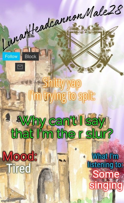 What is this? 1984? | Why can't I say that I'm the r slur? Tired; Some singing | image tagged in lunarheadcanonmale28's announcement template thanks disco,msmg,memes | made w/ Imgflip meme maker