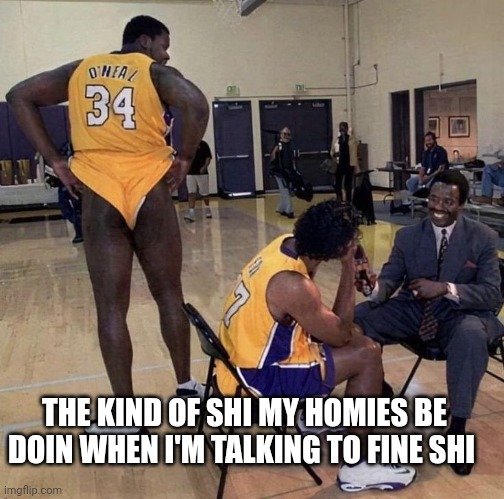 That time I talked to fine shi i | THE KIND OF SHI MY HOMIES BE DOIN WHEN I'M TALKING TO FINE SHI | image tagged in funny memes,relatable memes,me and the boys | made w/ Imgflip meme maker