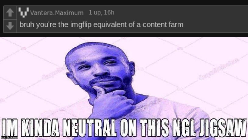 image tagged in im kinda neutral on this ngl jigsaw | made w/ Imgflip meme maker