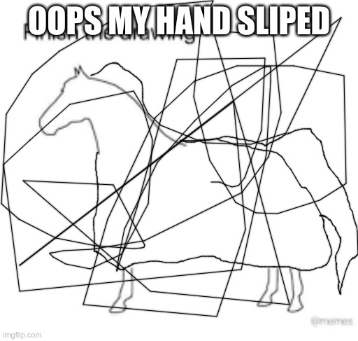 Finish the drawing | OOPS MY HAND SLIPED | image tagged in finish the drawing | made w/ Imgflip meme maker