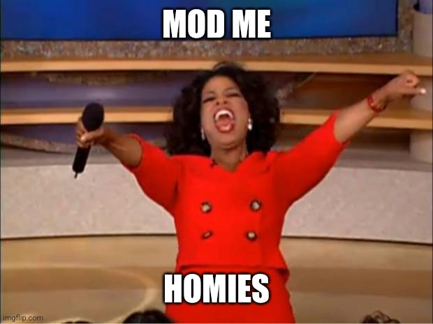 Oprah You Get A | MOD ME; HOMIES | image tagged in memes,oprah you get a | made w/ Imgflip meme maker