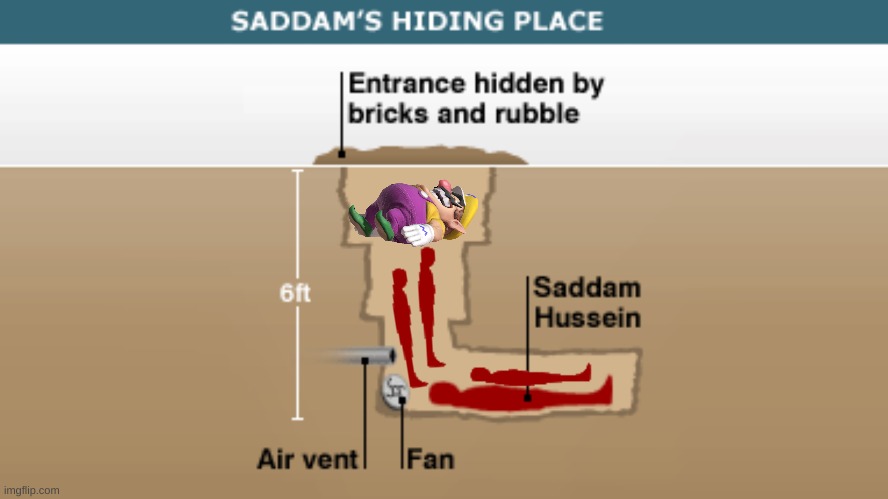 Saddam's Hiding Place | image tagged in saddam's hiding place | made w/ Imgflip meme maker