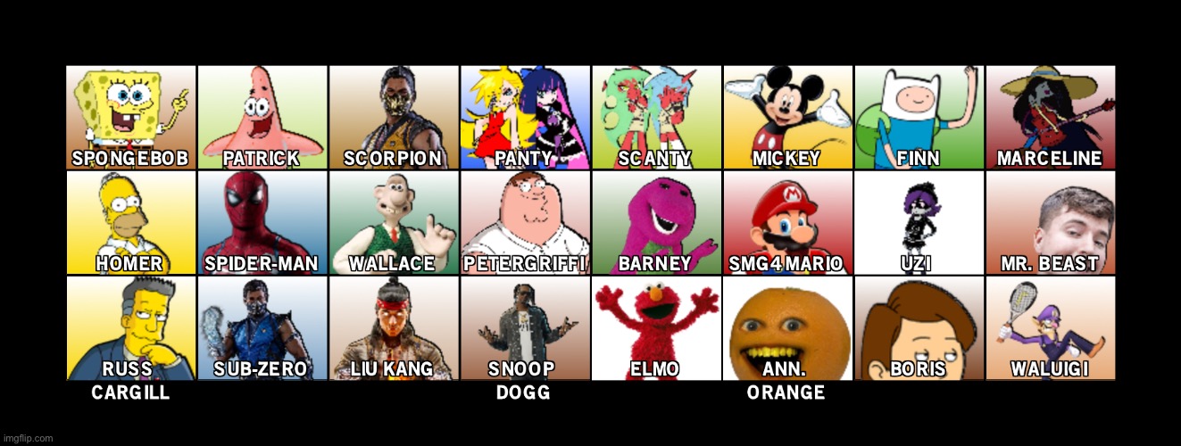 Super Smash Lawl Roster | image tagged in super smash bros,smash bros,lawl,roster | made w/ Imgflip meme maker