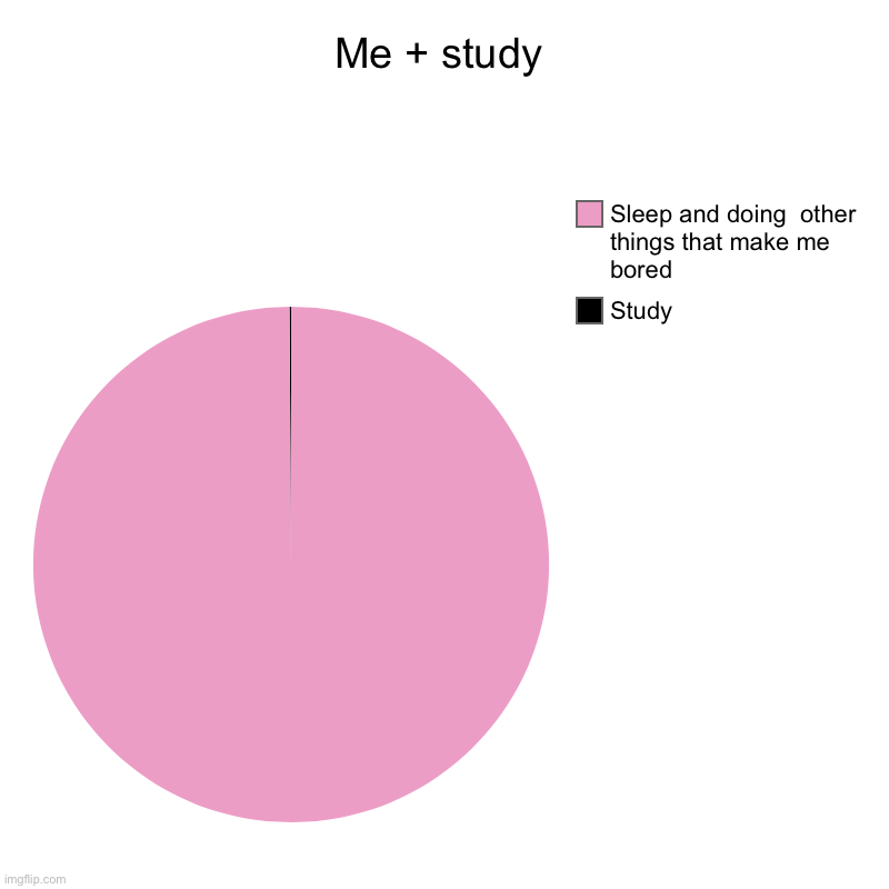 Fr | Me + study | Study, Sleep and doing  other things that make me bored | image tagged in charts,pie charts | made w/ Imgflip chart maker