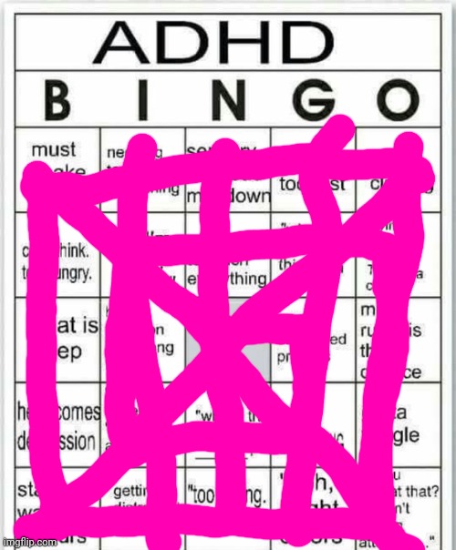 adhd bingo | image tagged in adhd bingo | made w/ Imgflip meme maker