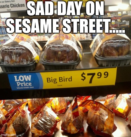 Sad Day On Sesame Street..... | SAD DAY ON SESAME STREET..... | image tagged in chris joines | made w/ Imgflip meme maker