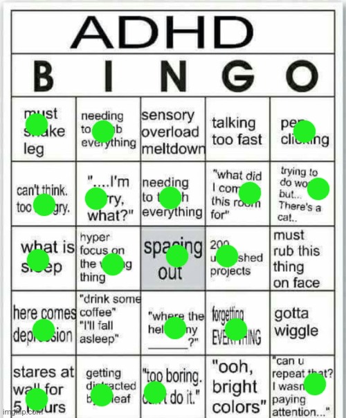 adhd bingo | image tagged in adhd bingo | made w/ Imgflip meme maker