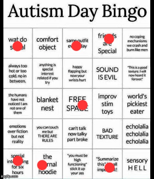 autism bingo | image tagged in autism bingo | made w/ Imgflip meme maker