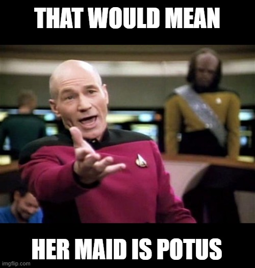 startrek | THAT WOULD MEAN HER MAID IS POTUS | image tagged in startrek | made w/ Imgflip meme maker