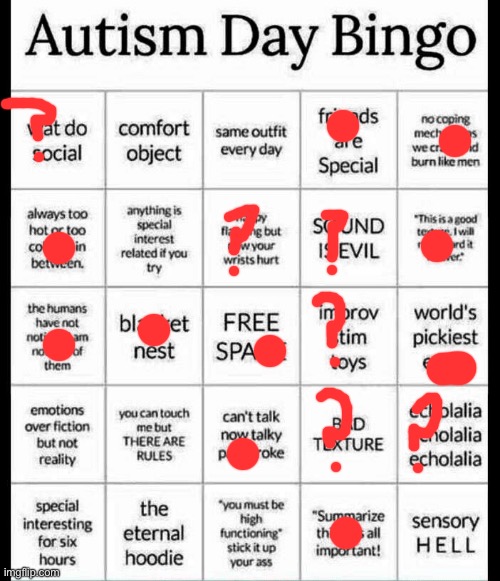 autism bingo | image tagged in autism bingo | made w/ Imgflip meme maker