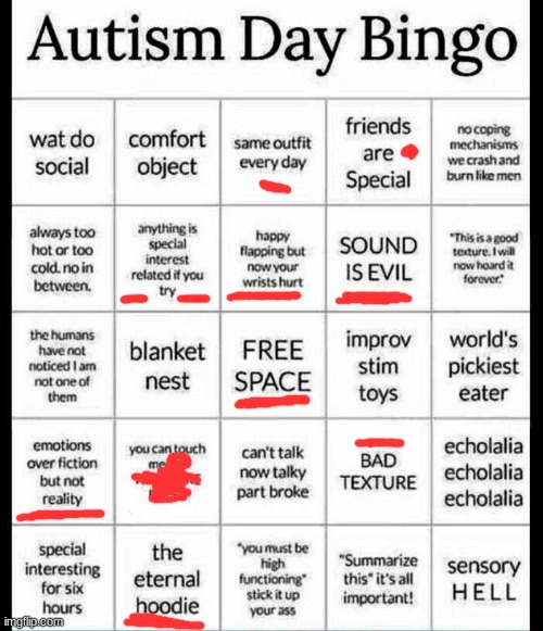 autism bingo | image tagged in autism bingo | made w/ Imgflip meme maker