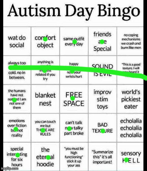 autism bingo | image tagged in autism bingo | made w/ Imgflip meme maker