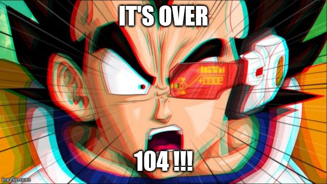 IT'S OVER 9000! | IT'S OVER; 104 !!! | image tagged in it's over 9000 | made w/ Imgflip meme maker