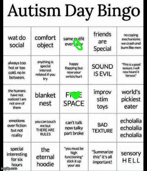 guys i think im not autistic | image tagged in autism bingo | made w/ Imgflip meme maker