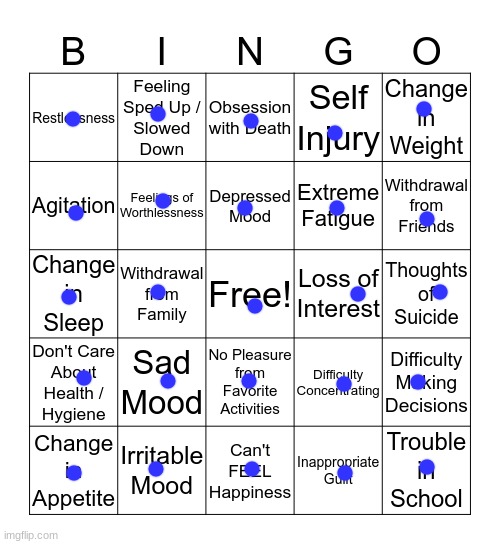 i wish therapy was helping. | image tagged in depression bingo 1 | made w/ Imgflip meme maker