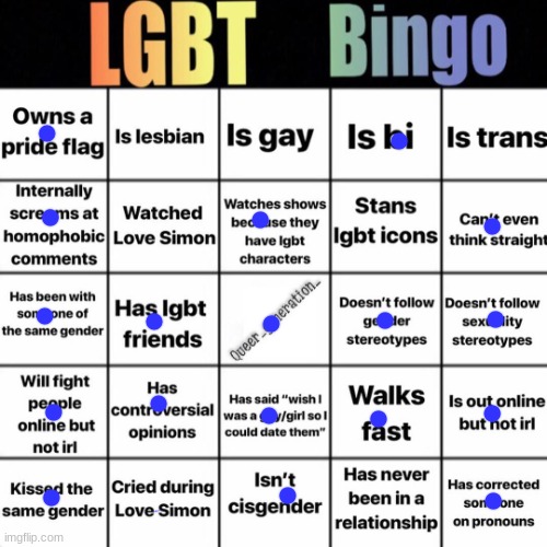 LGBTQ bingo | image tagged in lgbtq bingo | made w/ Imgflip meme maker