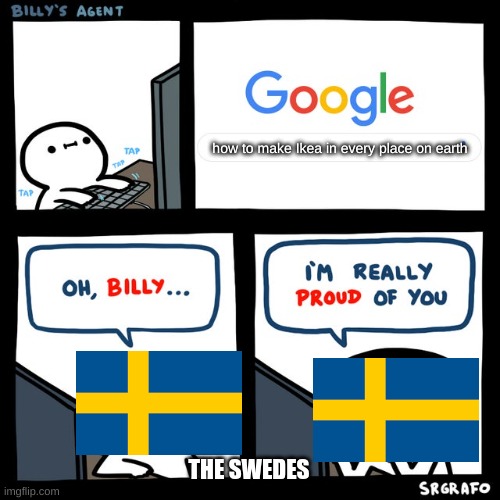 ikea | how to make Ikea in every place on earth; THE SWEDES | image tagged in billy's fbi agent | made w/ Imgflip meme maker