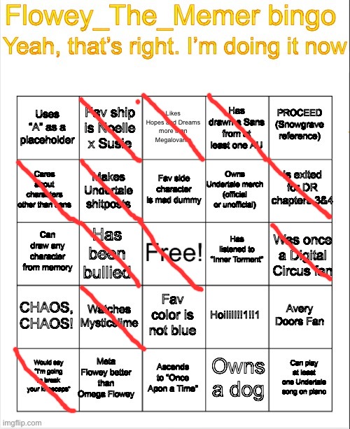 Flowey_The_Memer Bingo | image tagged in flowey_the_memer bingo | made w/ Imgflip meme maker