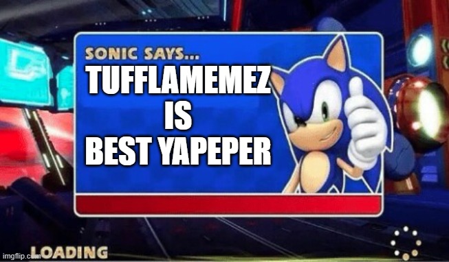 Sonic Says | TUFFLAMEMEZ IS BEST YAPEPER | image tagged in sonic says | made w/ Imgflip meme maker