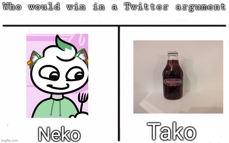 Pitting random mfs against each other | Tako; Neko | image tagged in pitting random mfs against each other,memes,msmg | made w/ Imgflip meme maker
