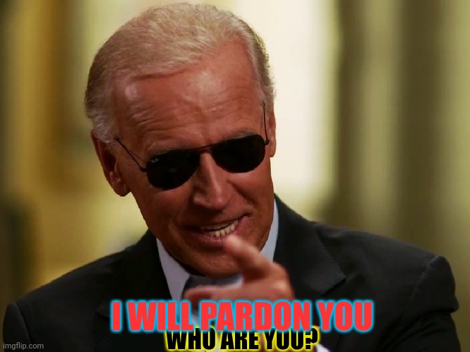 Cool Joe Biden | WHO ARE YOU? I WILL PARDON YOU | image tagged in cool joe biden | made w/ Imgflip meme maker