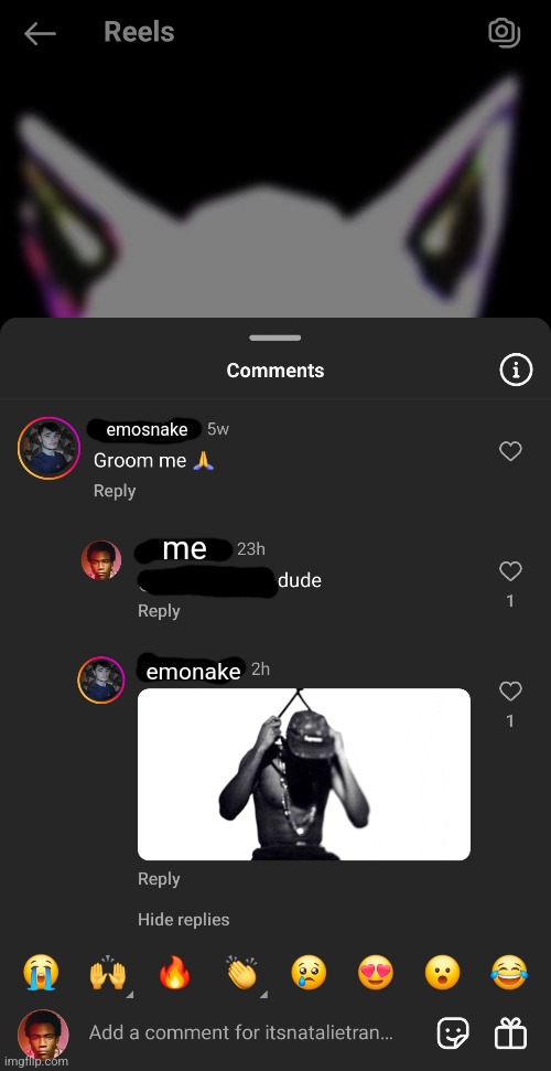 forgot to censor name last time | emosnake; me; emonake | made w/ Imgflip meme maker