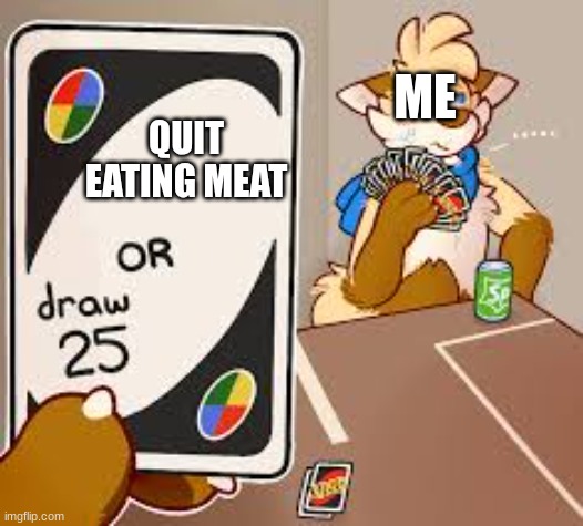 For that vegan teacher | ME; QUIT EATING MEAT | image tagged in or draw 25,mem,furry memes | made w/ Imgflip meme maker