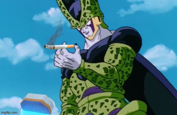 Perfect Cell 500 cigarettes | image tagged in perfect cell 500 cigarettes | made w/ Imgflip meme maker