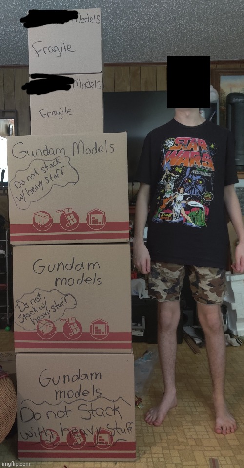 Gn chat, here's a random pic from 2023. Height comparison between me and my Gundam collection back then | made w/ Imgflip meme maker