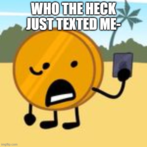 coin | WHO THE HECK JUST TEXTED ME- | image tagged in coin | made w/ Imgflip meme maker