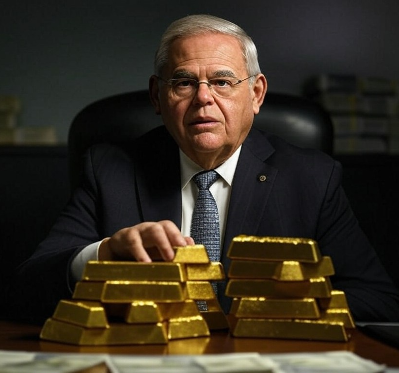 Bob Menendez With Gold Bars Blank Meme Template