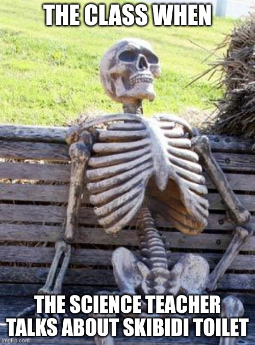 this is a REAL thing that happened yall | THE CLASS WHEN; THE SCIENCE TEACHER TALKS ABOUT SKIBIDI TOILET | image tagged in memes,waiting skeleton | made w/ Imgflip meme maker