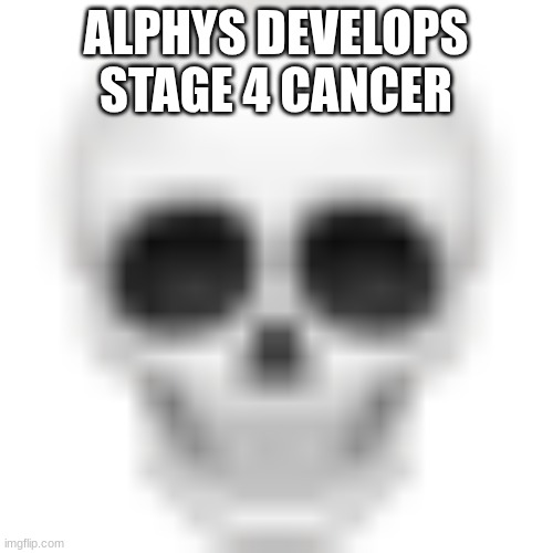 Skull emoji | ALPHYS DEVELOPS STAGE 4 CANCER | image tagged in skull emoji | made w/ Imgflip meme maker