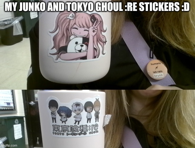 Stickers >3 | MY JUNKO AND TOKYO GHOUL :RE STICKERS :D | image tagged in danganronpa,tokyoghoulre | made w/ Imgflip meme maker