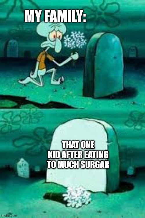 meme squidward | MY FAMILY:; THAT ONE KID AFTER EATING TO MUCH SURGAR | image tagged in idk what to put here | made w/ Imgflip meme maker