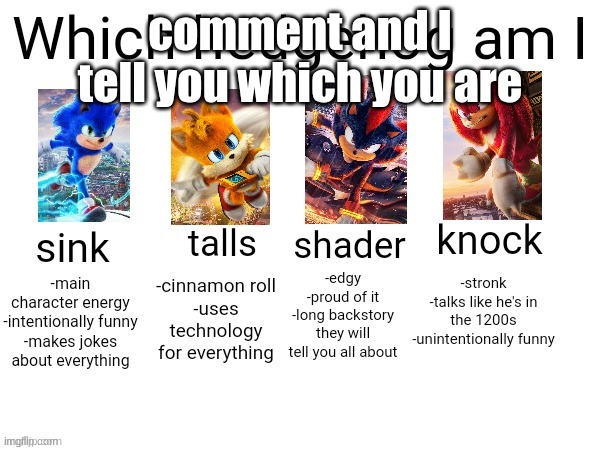 Which one am i | comment and I tell you which you are | image tagged in which one am i | made w/ Imgflip meme maker