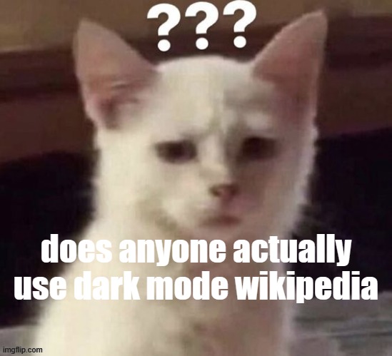 ? | does anyone actually use dark mode wikipedia | made w/ Imgflip meme maker