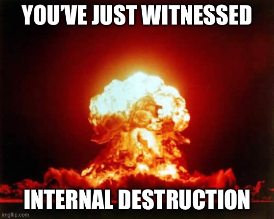 Nuclear Explosion | YOU’VE JUST WITNESSED; INTERNAL DESTRUCTION | image tagged in memes,nuclear explosion | made w/ Imgflip meme maker