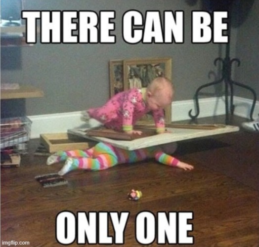 There can be only one | image tagged in there can be only one | made w/ Imgflip meme maker