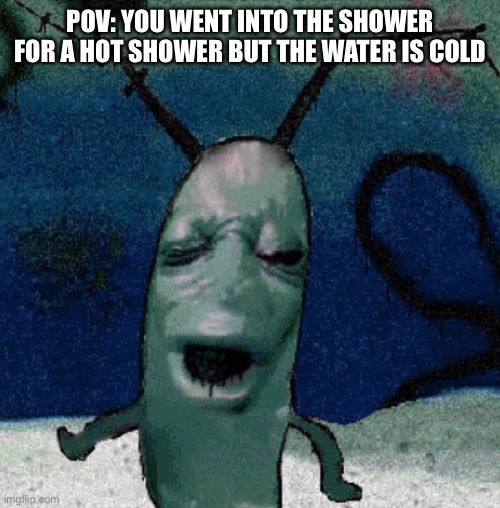 Plankten | POV: YOU WENT INTO THE SHOWER FOR A HOT SHOWER BUT THE WATER IS COLD | image tagged in plankten | made w/ Imgflip meme maker