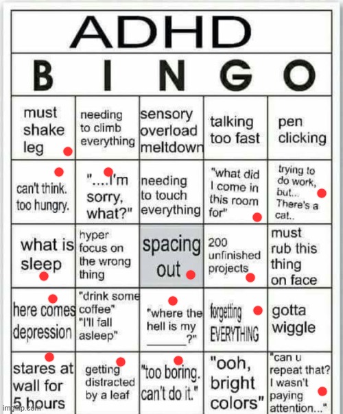 i am the adhd GOD | image tagged in adhd bingo | made w/ Imgflip meme maker