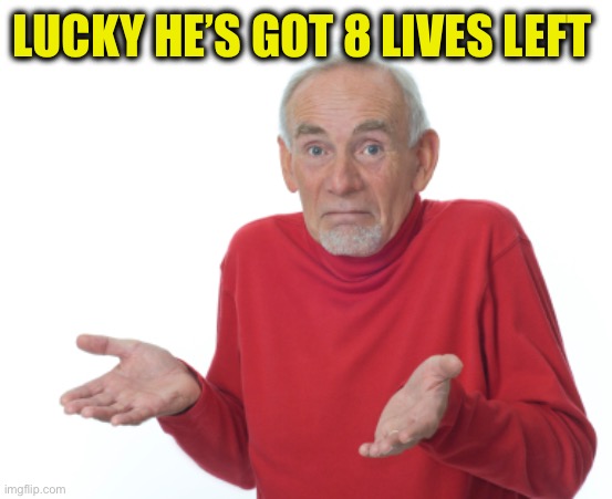 Guess I'll die  | LUCKY HE’S GOT 8 LIVES LEFT | image tagged in guess i'll die | made w/ Imgflip meme maker