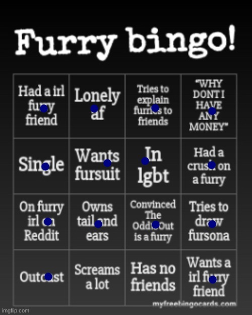 bingo | image tagged in furry bingo | made w/ Imgflip meme maker